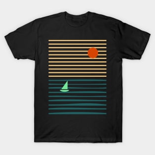 minimalist sunrise boat T-Shirt